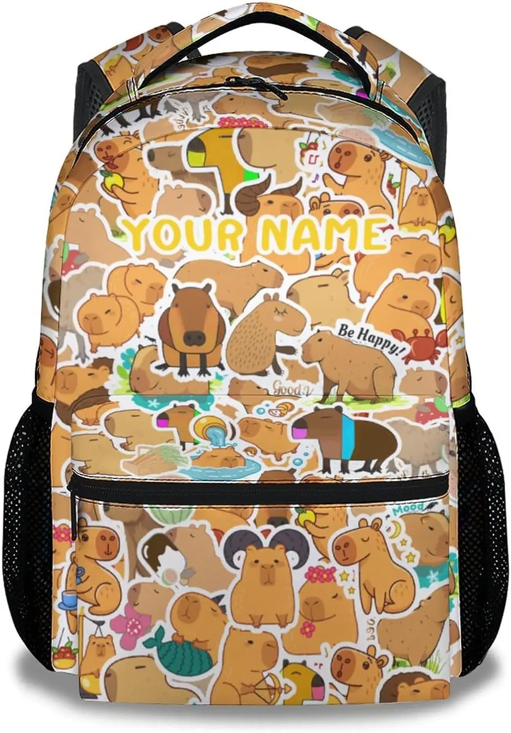 Personalized School Backpack for Kids,  Cute Backpacks for Middle School, Yellow Durable Bookbag for Girls, Boys