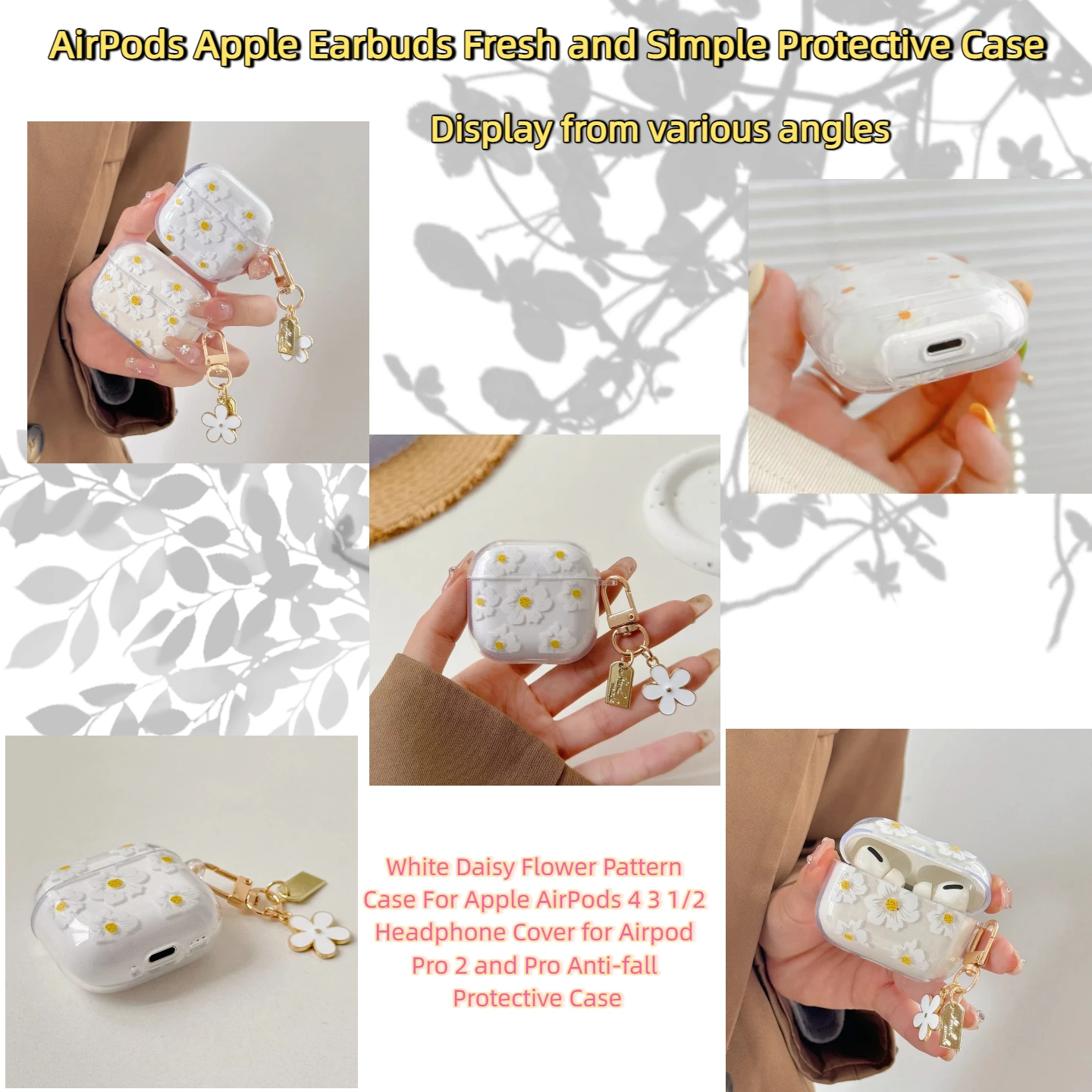 

TUP Earphone Case for AirPods 1/2/34th Generation Apple Wireless and Airpod Pro/2 Minimalist Floral Earphone Case Accessories