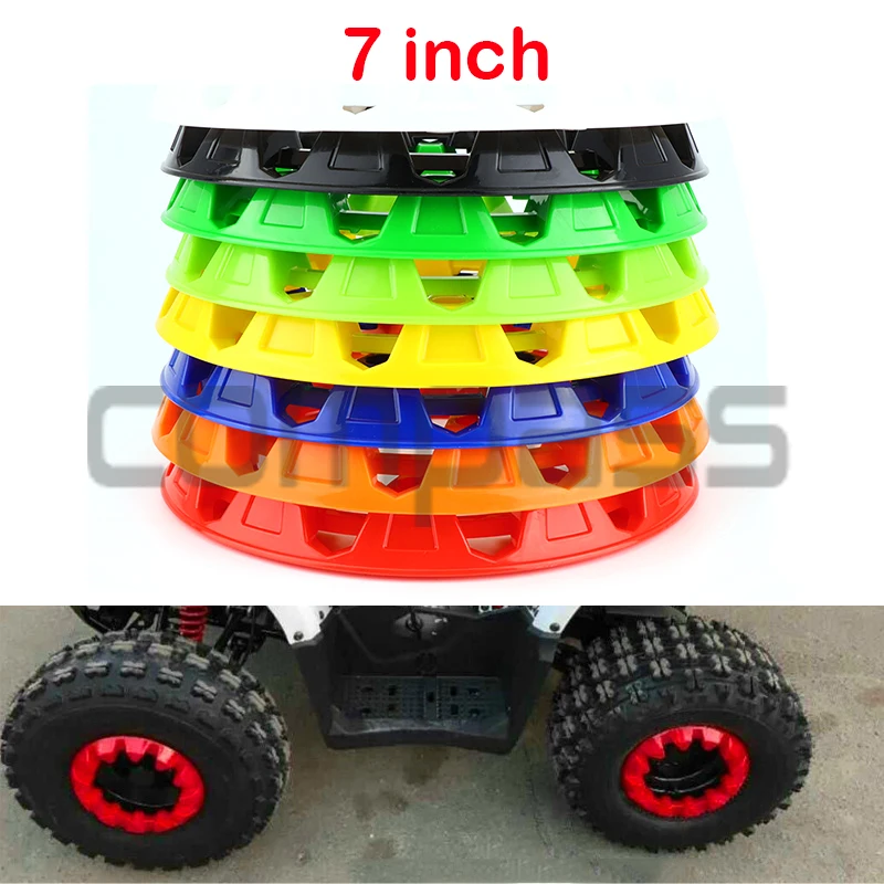 2Pcs 7-inch ATV Wheel Trim Hub Protection Decor Rim Cap Universal Vehicle All Terrain wheel Plastic Cover fit to 7 inch tires