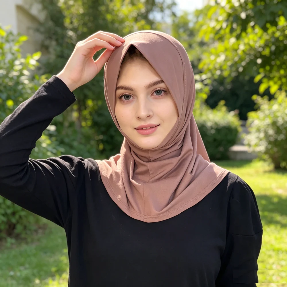 

Amira One Piece Instant Hijab Bonnet For Muslim Ladies Islamic Prayer Head Wrap Shawl Turbante Mujer Ramadan Eid Daily Headscarf