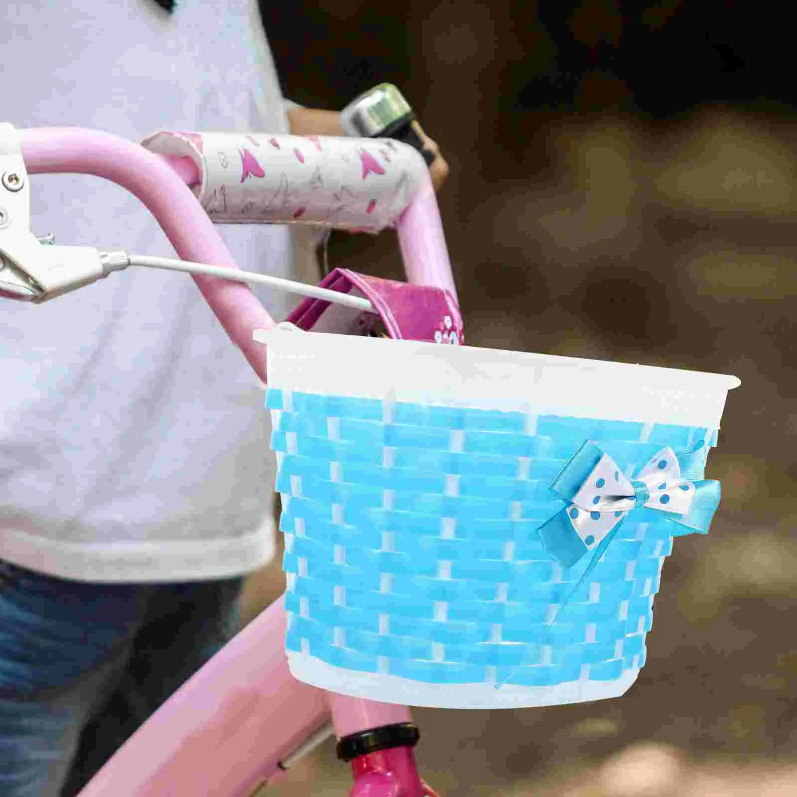 Love Bike Basket Outdoor Knitted Bowknot Front Basket For Children Girl - Size S(Pink) basket for bike