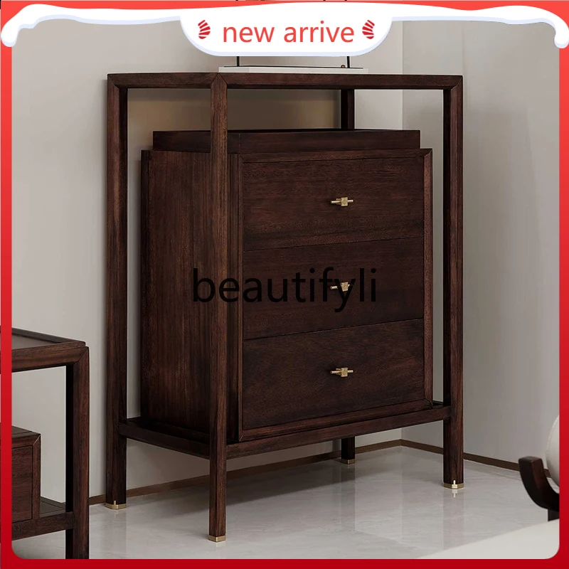 

D2520 New Chinese solid wood cabinet against the wall bucket vertical cabinet sundries three bucket cabinet
