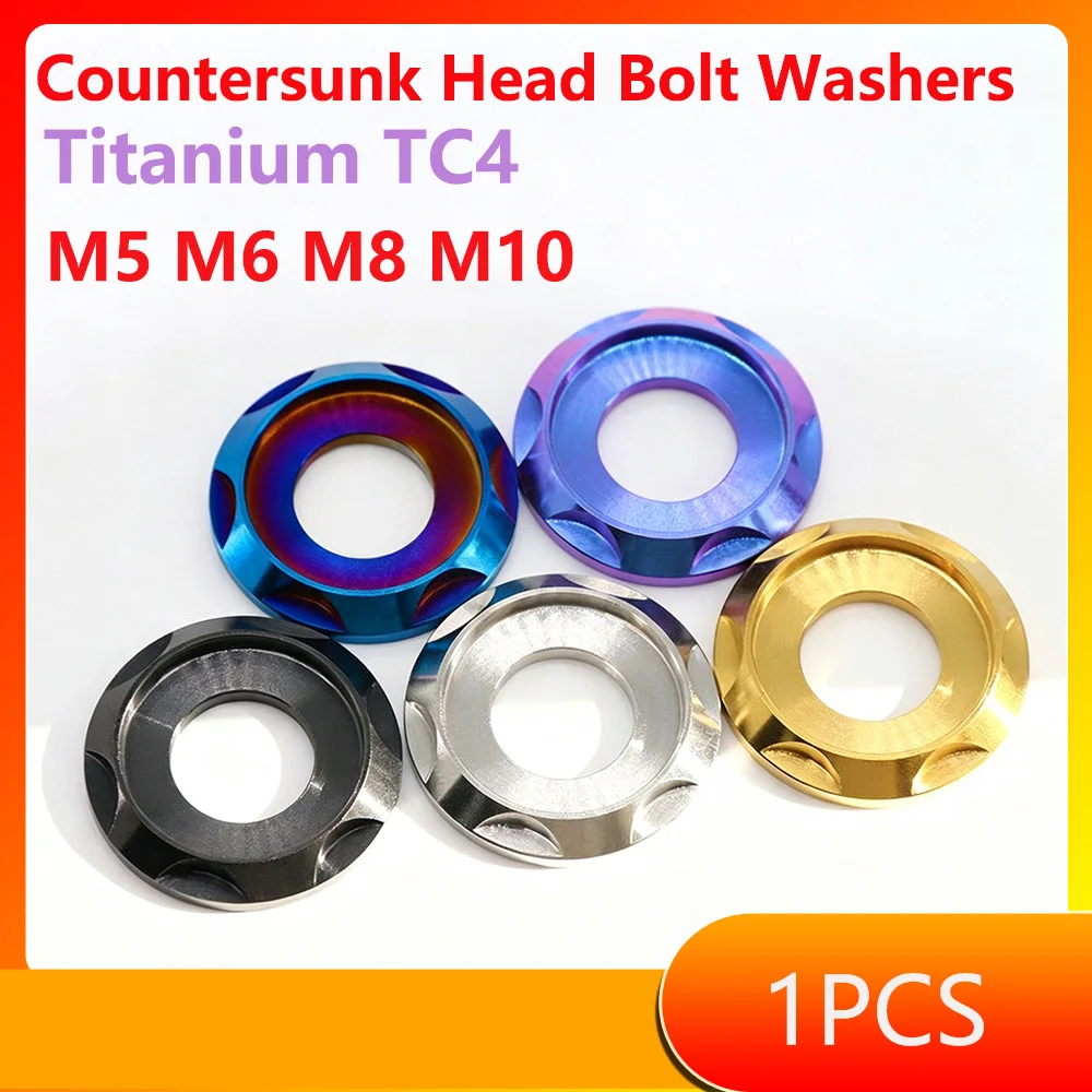 TC4 M5 M6 M8 M10 Titanium Countersunk Head Bolt Washers Gasket Ti-Purple, Ti-Blue, Ti-Gold, Black, Titanium Alloy Tone