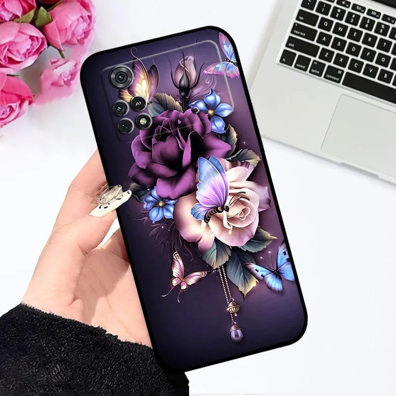 Case For Poco X4 Pro 5G Poco M4 Pro Cute Astronaut Flower Back Cover Soft Silicone Protective Funda For Xiaomi Poco X4 Pro Bag