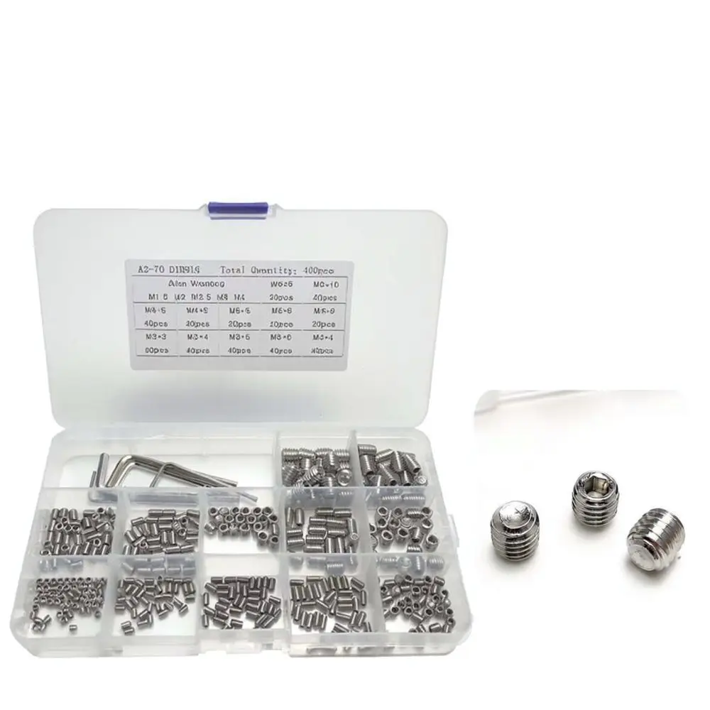 Stainless Steel Grub Screws Hex Socket Cup Point Fastener Kit With Wrench For Daily Hardware Maintenance And Assembly view 6
