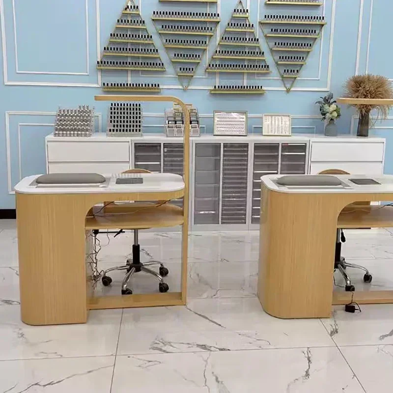 Manicure Table Wooden Professional Receptionist Nailtech Desk Station Commercial Mesas De Manicura Furniture