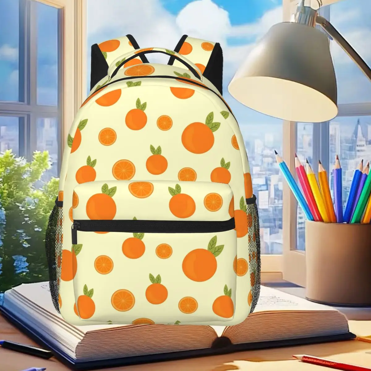 Cartoon Orange Tangerine Mandarin Backpack Student Boys Girls BookBag Children School Bag Laptop Shoulder Bags for Men Women