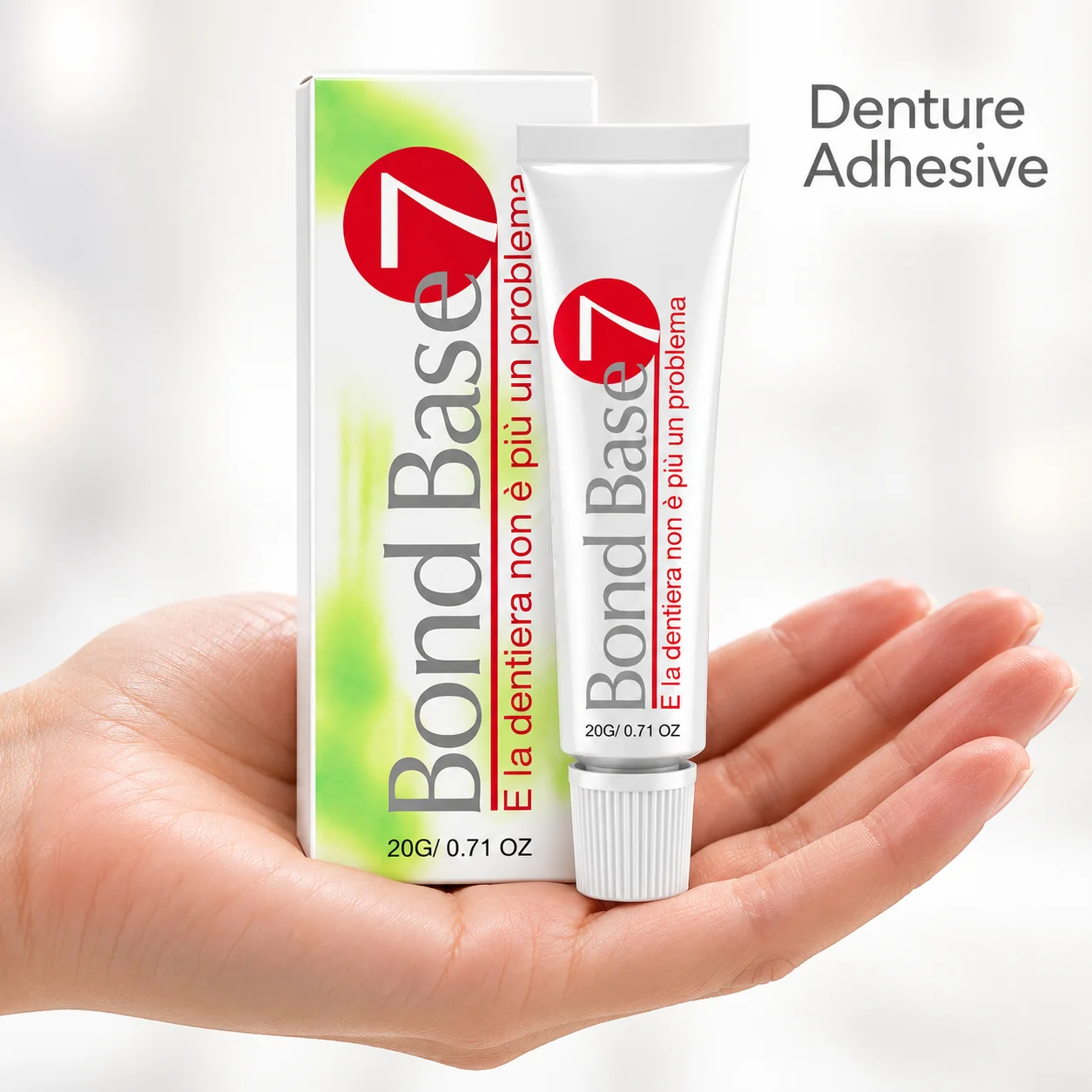Denture Adhesive 20g Tube For Daily Denture Fixation With A Comfortable Natural Fit For Everyday False Teeth Wearing And Care