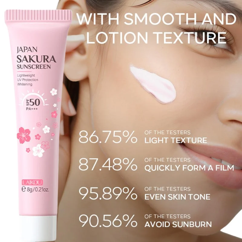 Summer SPF50 PA+++ Sakura Sunscreen Whitening, Lightweight UV Protection Lotion Waterproof Sweatproof Skin Care 8g