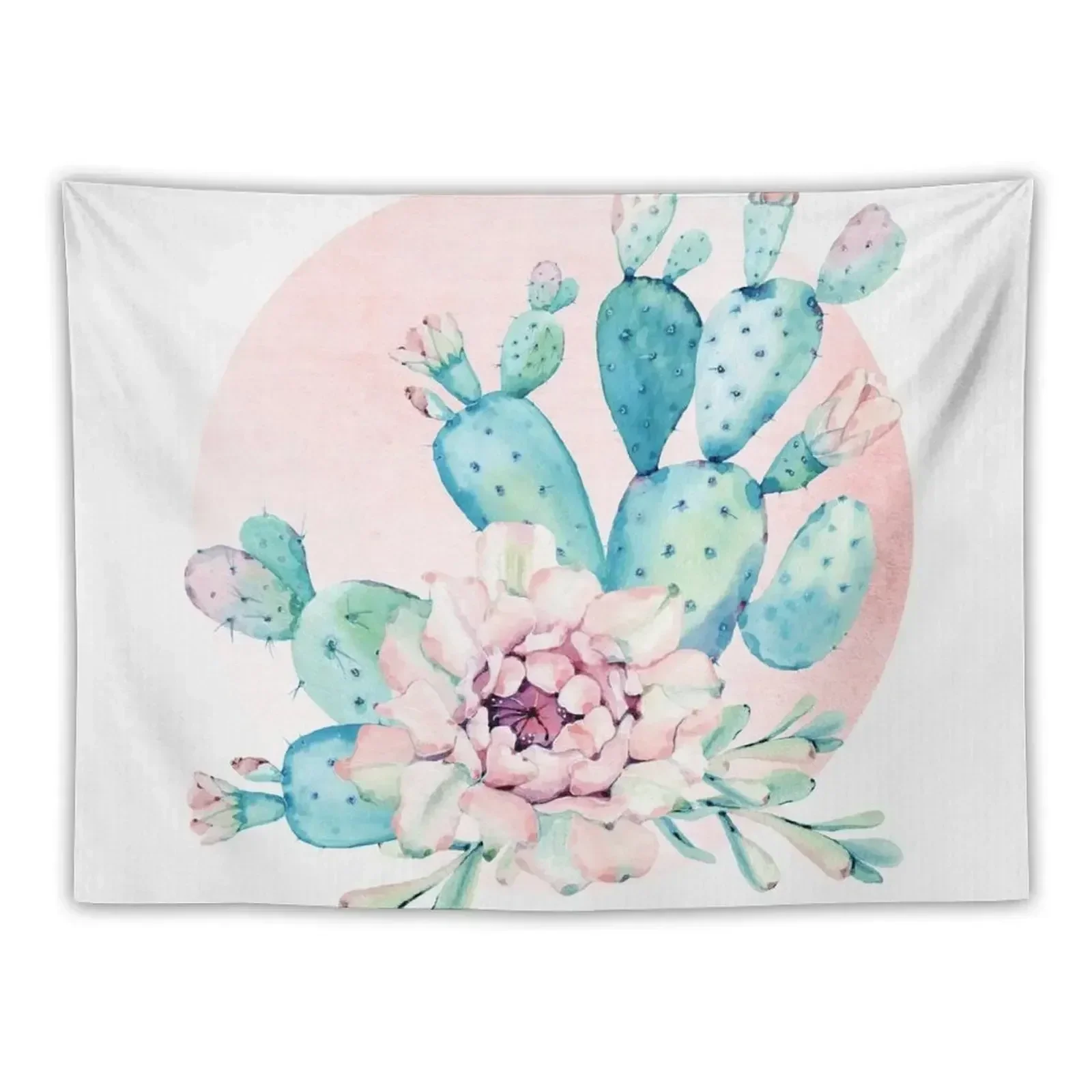 

Pretty Cactus Mint Green Pink and Rosegold Desert Cacti Wall Art Tapestry Aesthetic Room Decor Bedroom Deco Tapestry