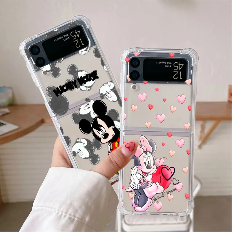 Mickey Mouse Cute Minnie etui na telefon Samsung Galaxy Z klapką 4 zflip ZFlip3 5G Z klapką 5 ZFlip4 Flip4 miękka zbroja przezroczysta