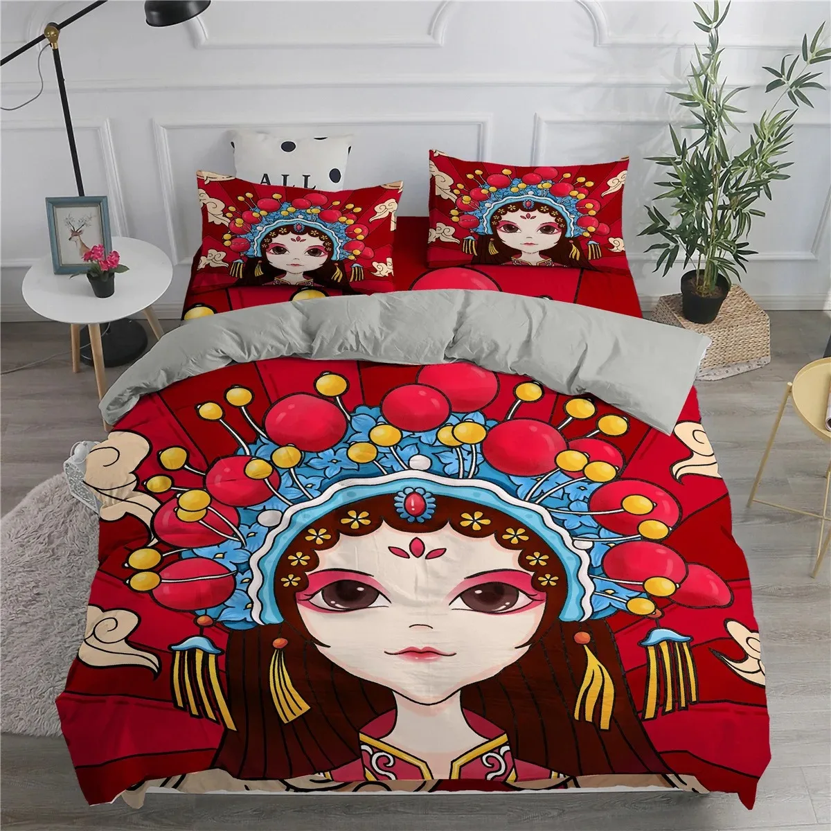 

Cartoon Peking Opera Bedding Set Boys Girls Twin Queen Size Duvet Cover Pillowcase Bed Kids Adult Fashion Home Textileextile