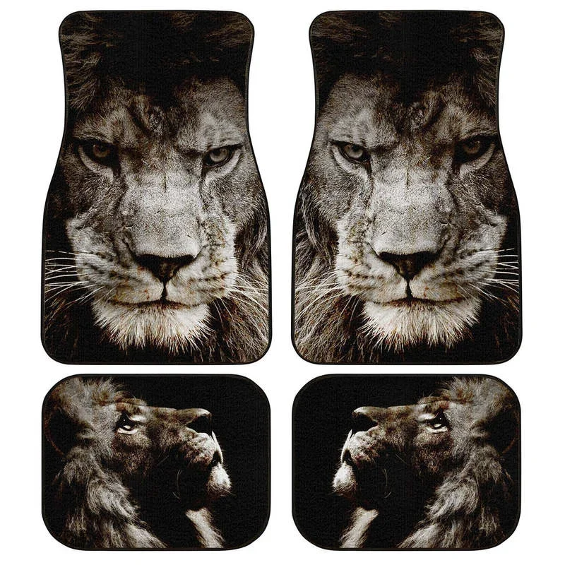 Lion Car Floor Mats Custom Car Accessories Awesome Gift Idea For Dad 4PCs Pack