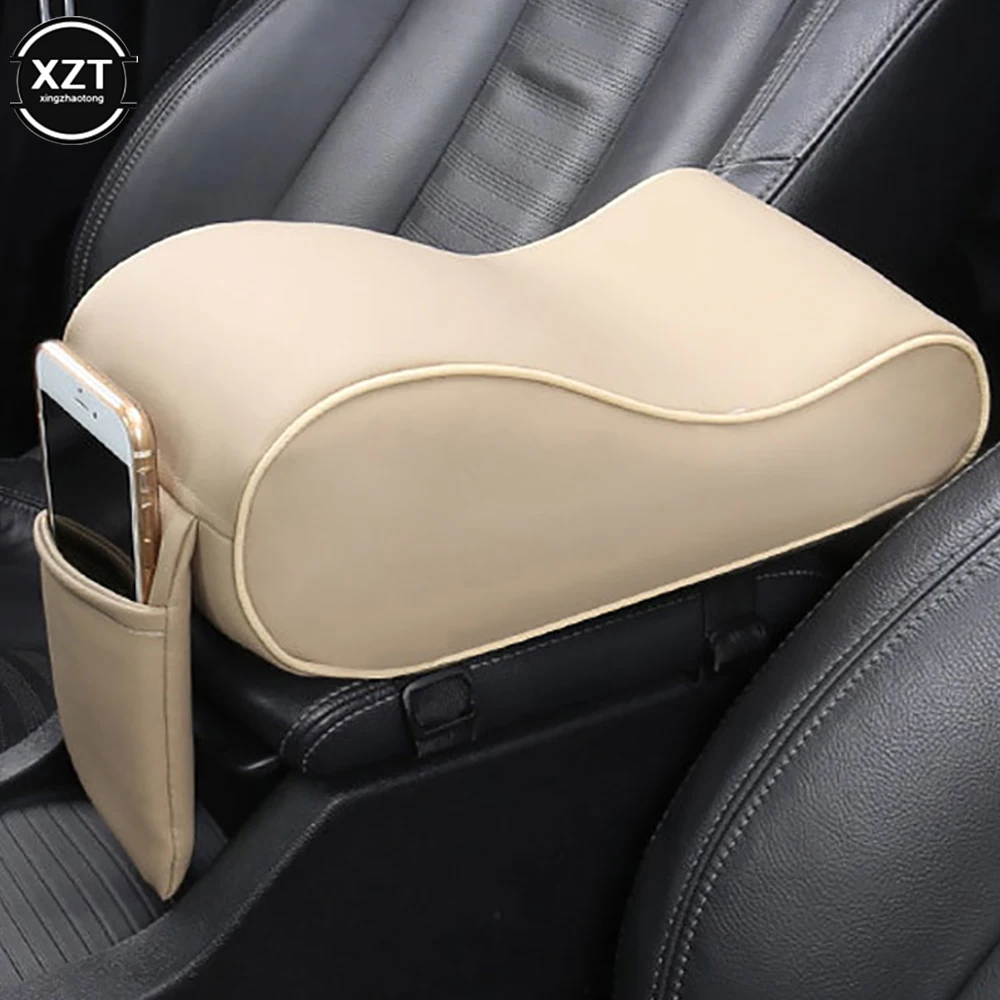Car Memory Foam Armrest Cushion Center Console Armrest Pillow With Mobile Phone Holder Storage Bag Car Armrest Box Mat Pad