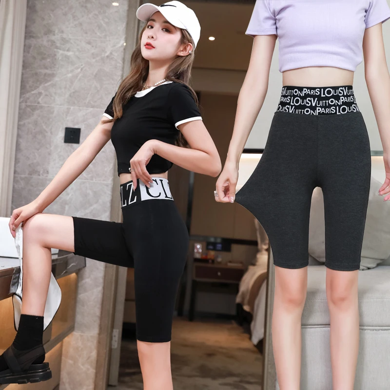 Fitn Cycling Pants Women's Tight Spor Thin Five-Point Bot Summer Lightweight Elastic Faionable Inner Leggings