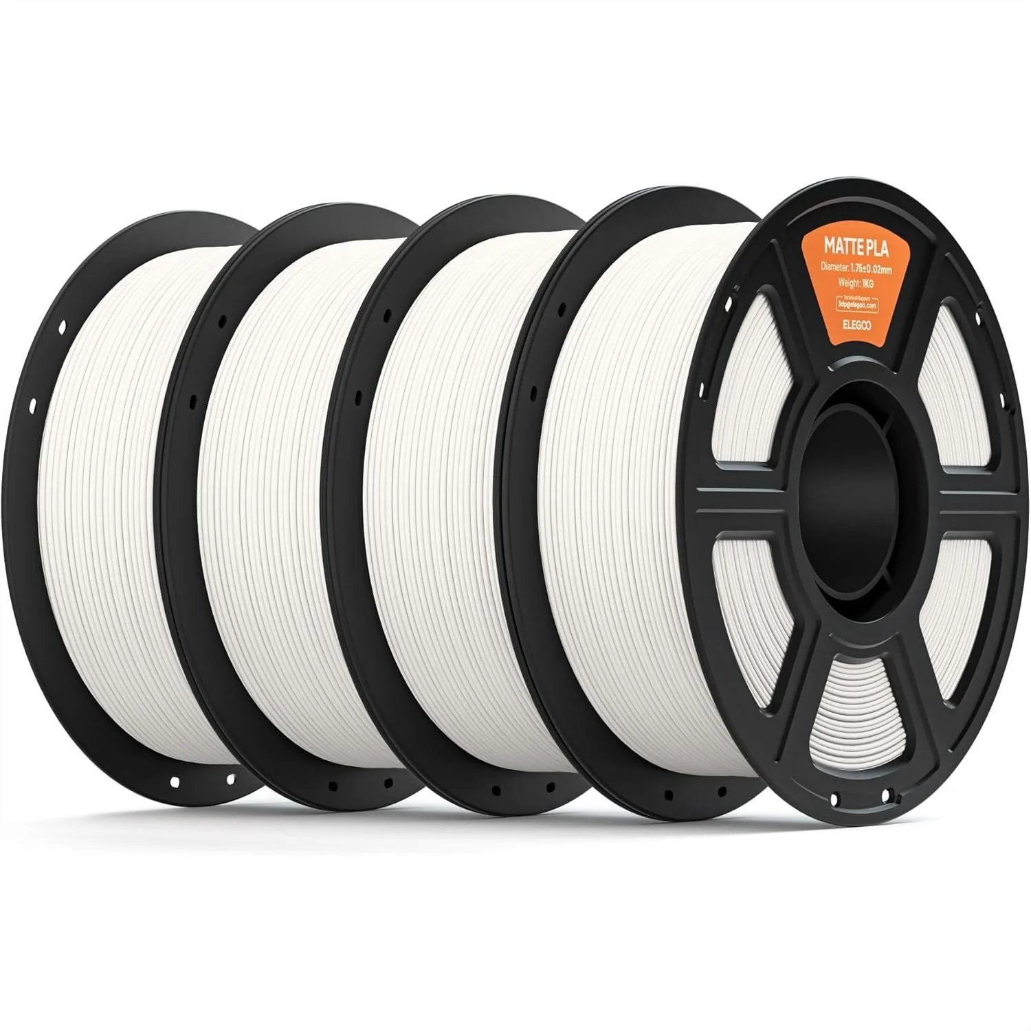 

Matte PLA Filament 1.75mm White 4KG, 3D Printer Filament High Precision, 4pcs 1kg Spool for Most FDM 3D Printers