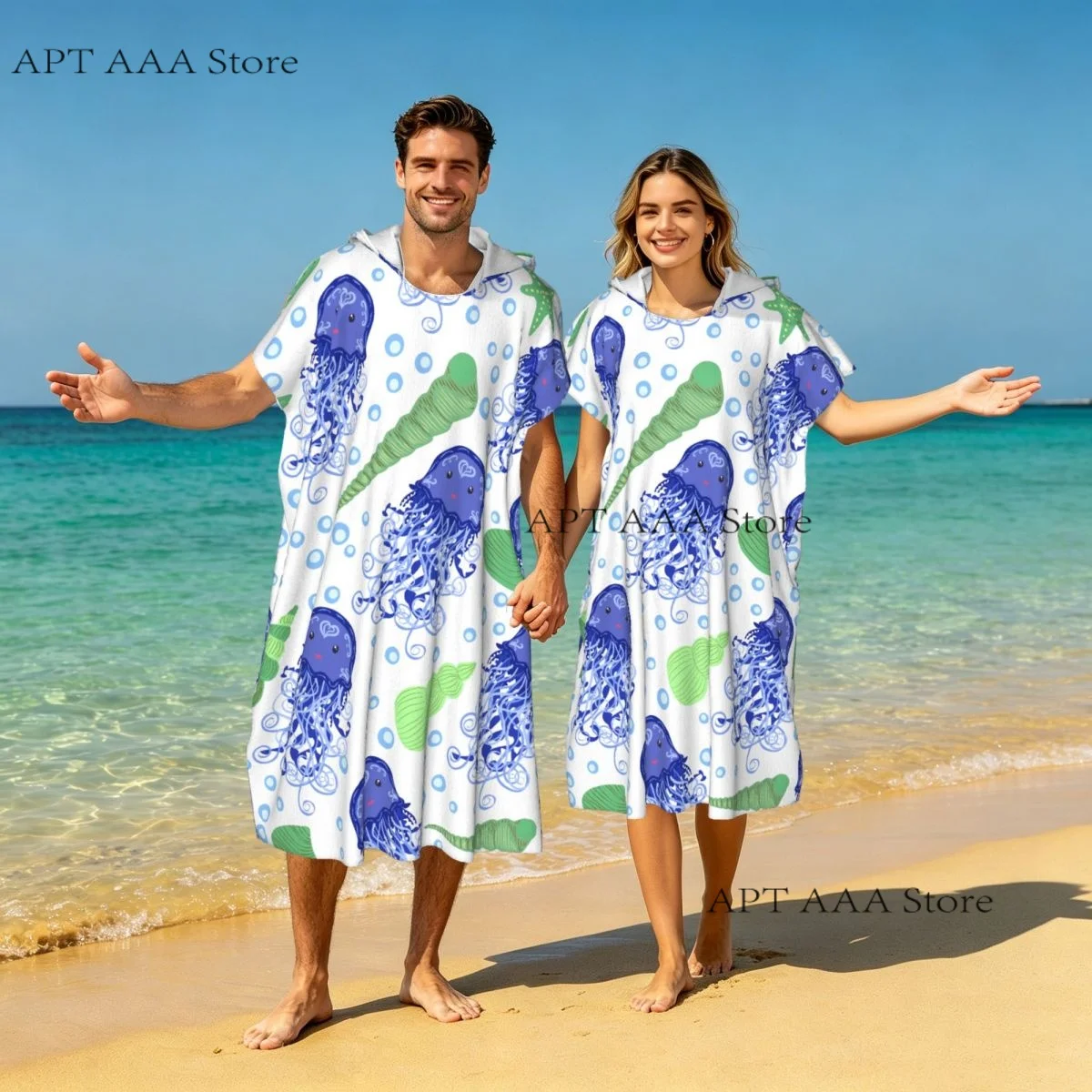 Quick-Drying Towel Jellyfish Microfibre Beach Towel with Hood Beach Blanket Bath Towels