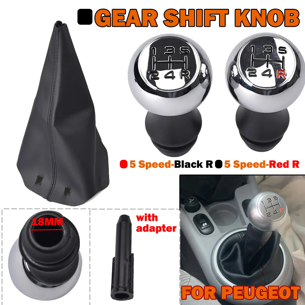 Gear Bar Knob Head 5 Speed Manual Shift Handball For Peugeot 106 206 306 406 107 207 307 407 301 308 2008 3008 Citroen C2 C3 C4