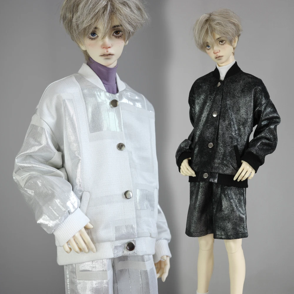 BJD Doll Clothes 1/4 1/3 Fashion Baseball Shirt Shorts Set DD MSD Silver Baseball jacket  POPO68 ID75 Uncle Top Doll Accessories