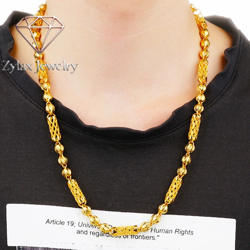 

Zylax Jewelry 24K Gold AU999 Hollow Out Necklace Men - Premium pure gold, understated hollow design, suitable for daily & busine
