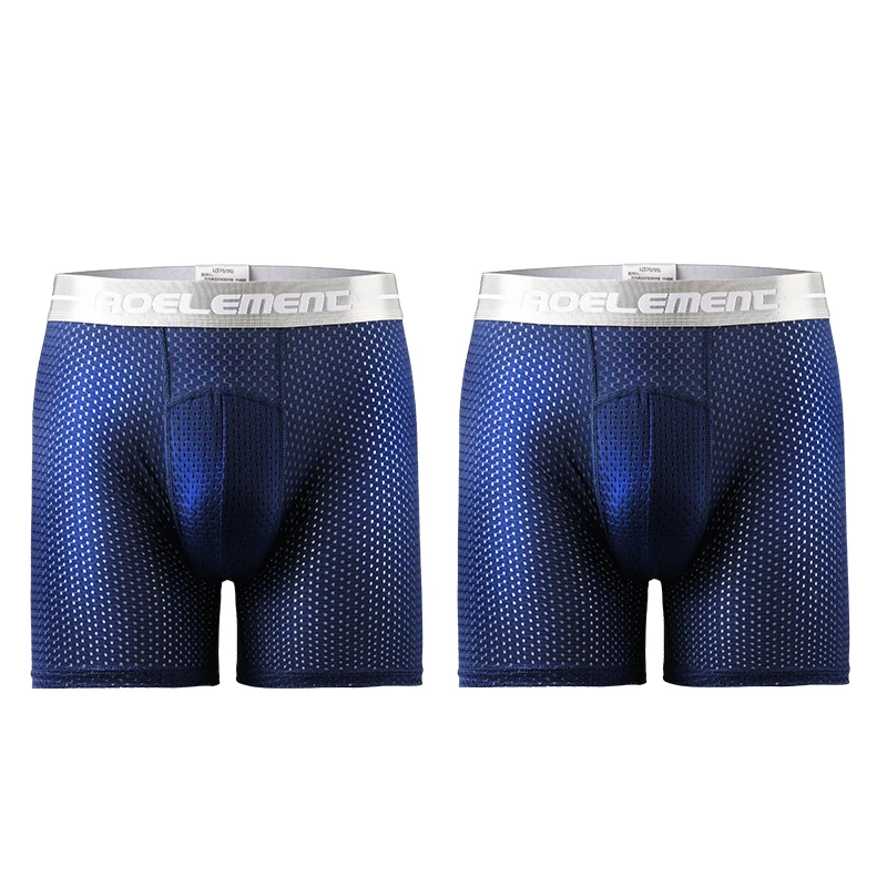 2PCS  Men's extra-long sports underwear, flat corner running, anti-leg chafing, large size ice silk, loose, fat four-corner