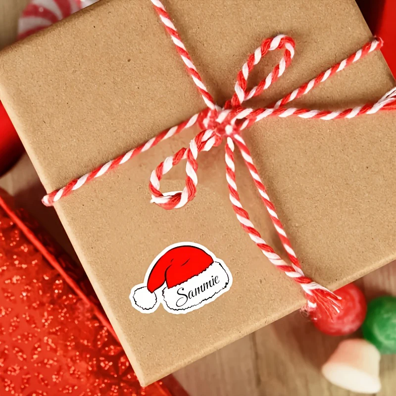 2 fogli 32 adesivi personalizzati con nome natalizio, etichette personalizzate per cappello da Babbo Natale, etichette regalo natalizie per carte, decorazioni per imballaggi