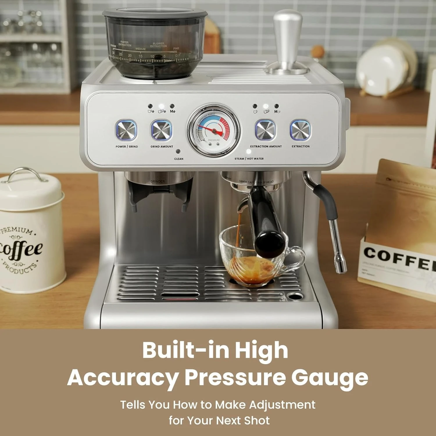 

[Модернизированная эспрессо-машина с двумя котлами 2024 EzBru 2000 | Групповая головка 58 мм | Паровая палочка уровня бариста | Встроенная шлифовальная машина · горячая распродажа