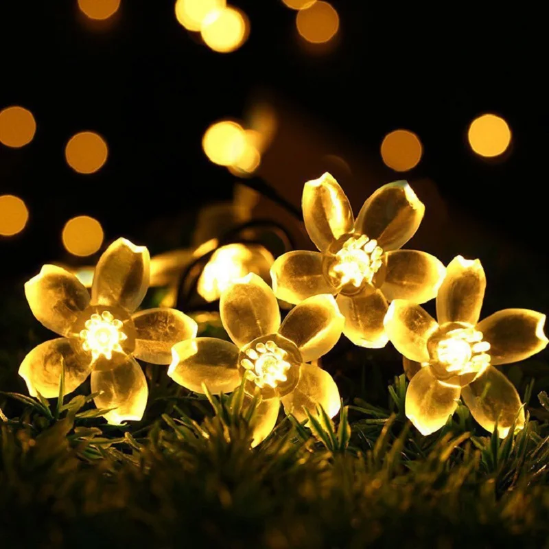 Solar Garden Light Led Flower Fairy String Lights Outdoor Christmas Atmosphere Chain Lamp Blossom Festoon Party Home Decoration