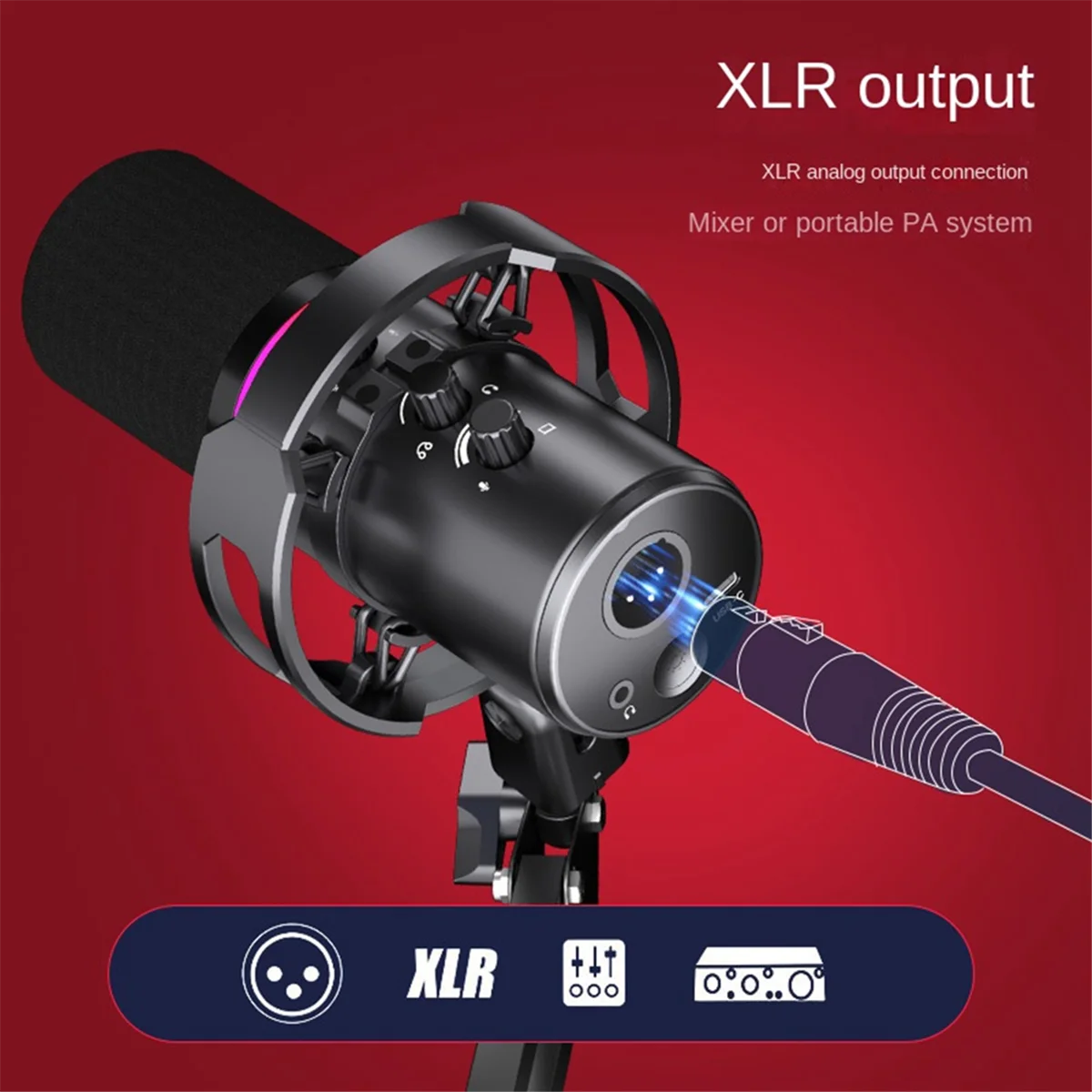 Dynamische Microfoon Xlr Connect 48V Geluidskaart Opname Douring En Zang Apparatuur Usb Computerspel Live Microfoon