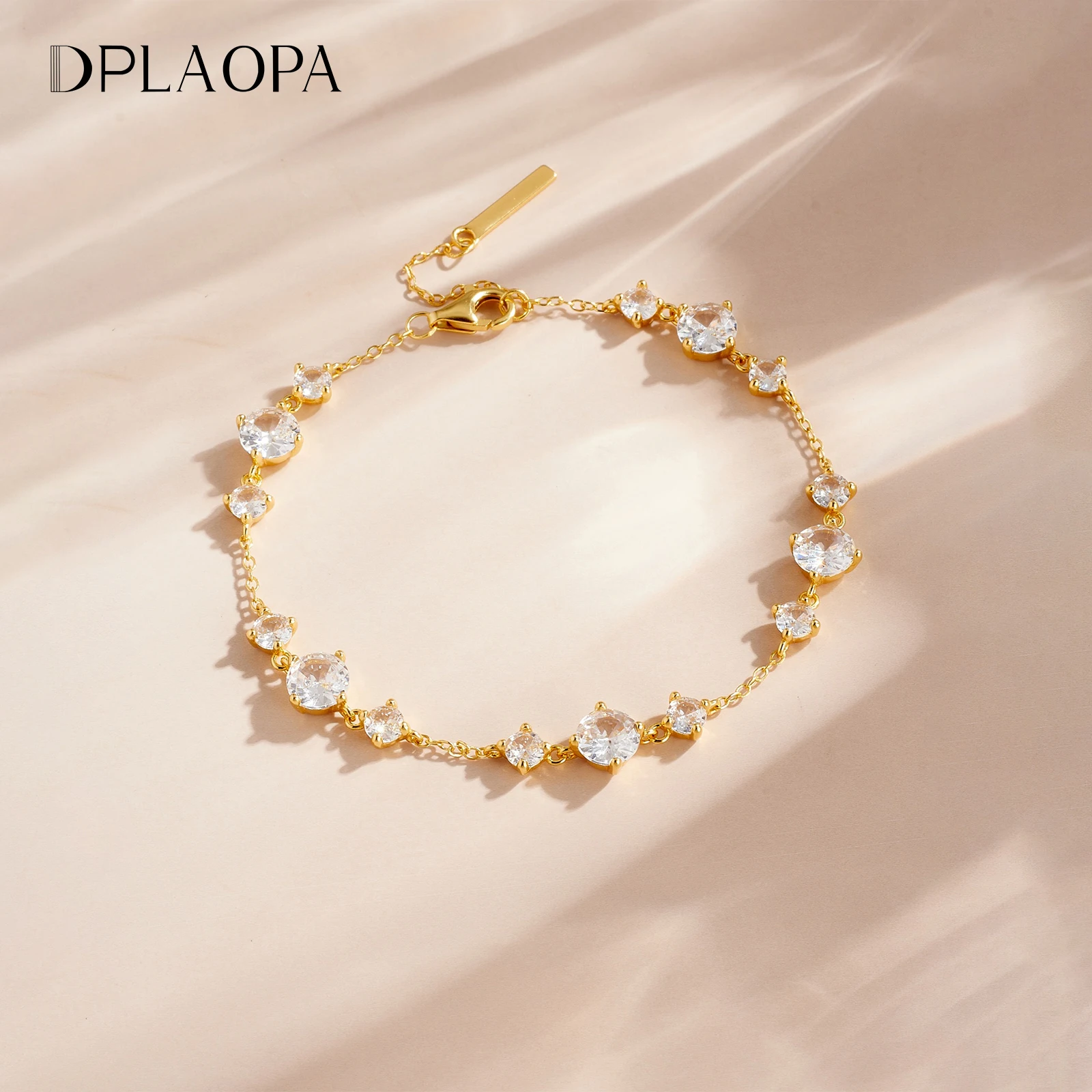 DPLAOPA 925 Sterling Silver Shiny Round Zircon CZ Bracelet 2026 Women Luxury Wedding Anniversary Elegant Jewelry Gift