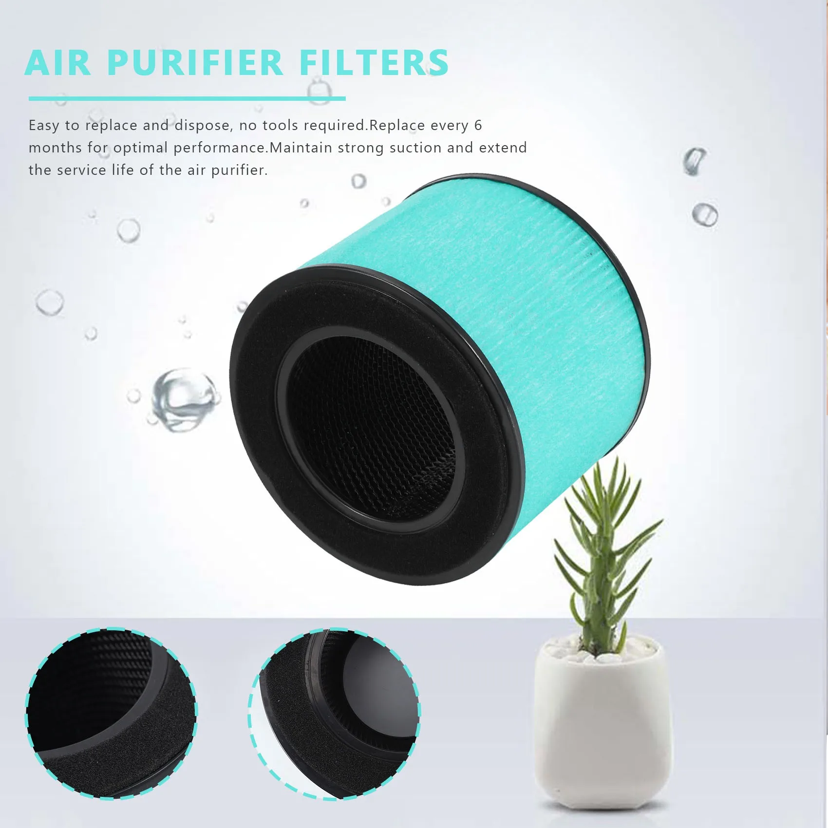 Replacement HEPA Filter for PARTU BS-08,3-In-1 Filter System Include Pre-Filter,Real HEPA Filter,Activated Carbon Filter