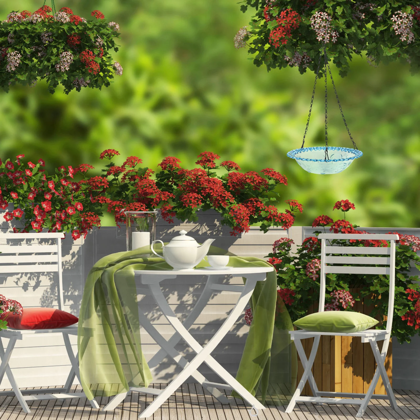 

Hanging Bird Feeder Outdoor Garden Decorative PP and Iron Weather Resistant Feeding Station for Backyard Patio Attract Wild