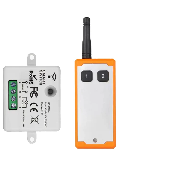 433MHZ Ndustrial AC110V 220V 1CH RF Wireless Remote Control Switch Radio Receiver With 20-1000M Long Distance Remote controller