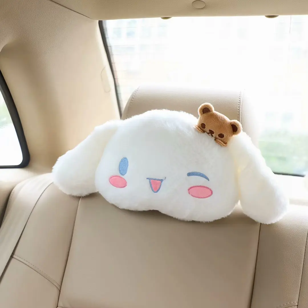 Cute Cinnamoroll Headrest Back Cushion For Car Lovely Soft Cuddly Throw Pillow Japanese Style Car Decoration Birthday Gifts Girl