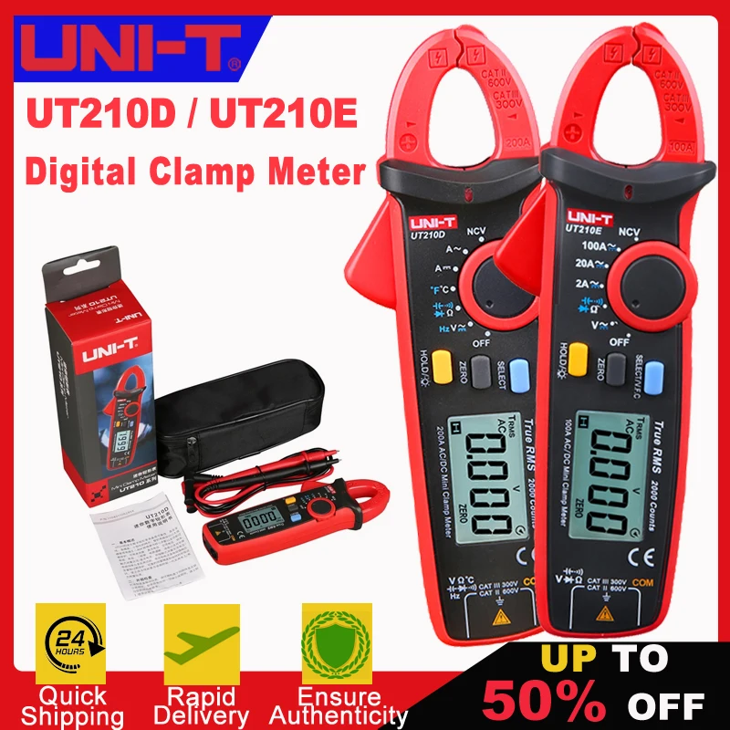 

UNI-T Clamp Meter Digital UT210A UT210B UT210C UT210E UT210D AC Current Mini Clamp Multimeter True RMS Pliers Ammeter Auto Range