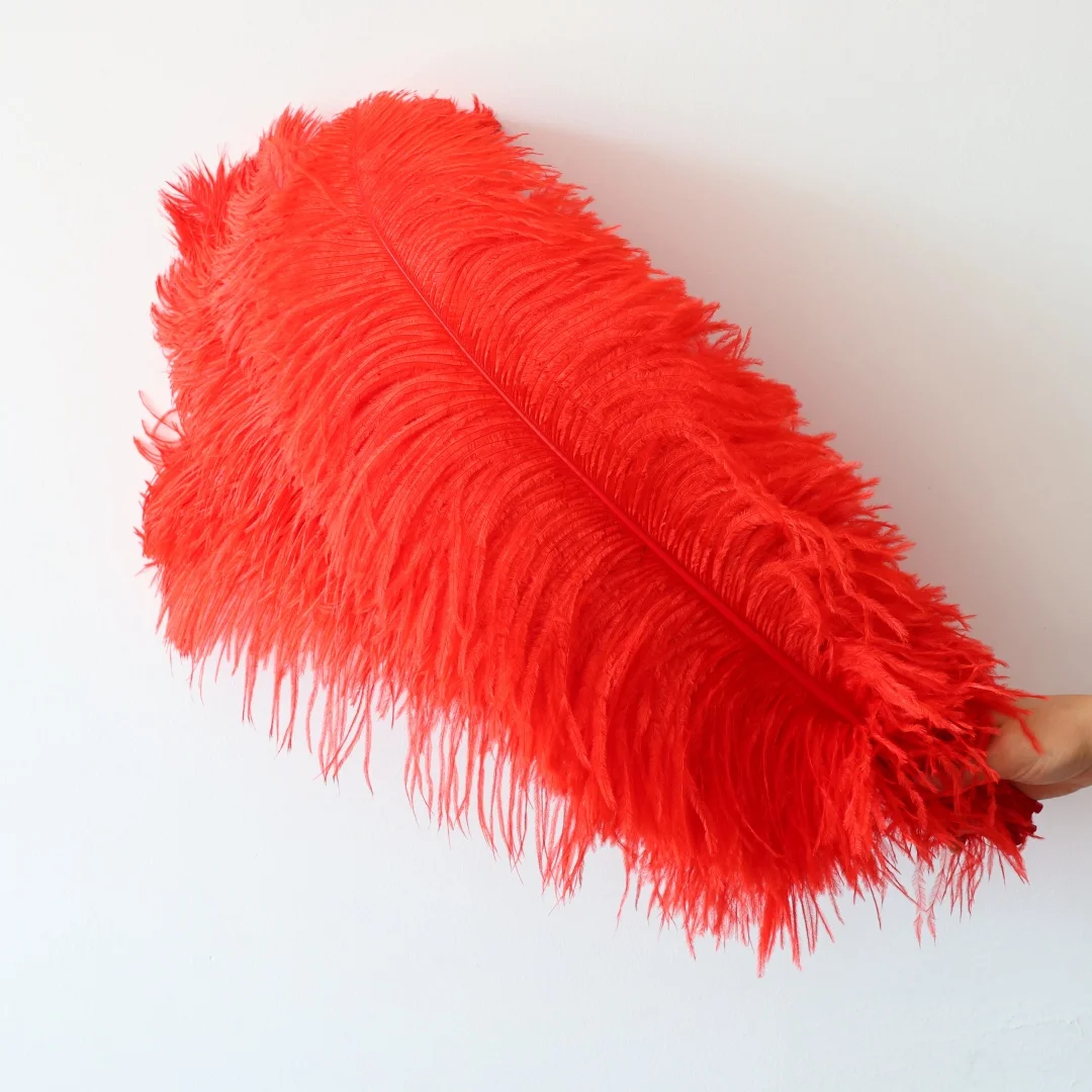 

50pcs Ostrich Feather Natural Red Plumes 26 28 Inches Wedding Decoration Craft DIY Centerpiece Party Carnival Accessories
