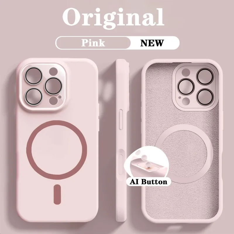 

Magnetic Phone Case for iPhone 16 15 14 13 12 11 Pro Max Plus Wireless Charge Silicone Anti impact Shockproof for Magsafe Cover