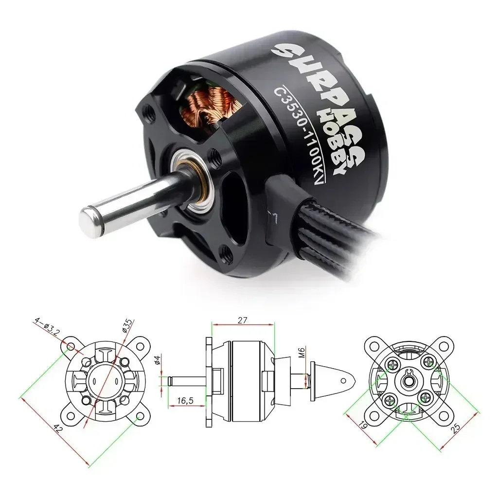 Surpass Hobby 2822 2830 3530 3536 3542 3548 Outer Rotor Brushless Motor for Airpane Fixed-wing FPV Drone Multicopter Quadcopter