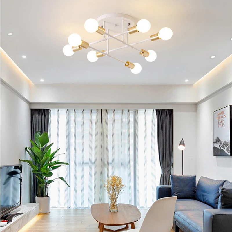 

Ceiling Lights Vintage Multiple E27 Lamp Base Black White Gold For Living Room Dining Room Bedroom LED Ceiling Lamp Fixtures