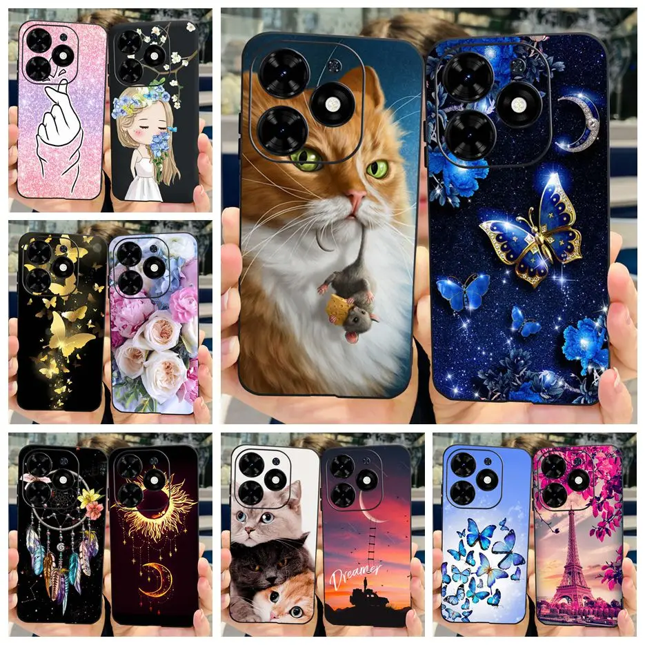 Dla Tecno Spark 20 Pro Case Spark 20C BG7n słodki kociak etui zamykane w motylki miękkie silikonowe etui na telefon Tecno Spark 20 Pro Spark20