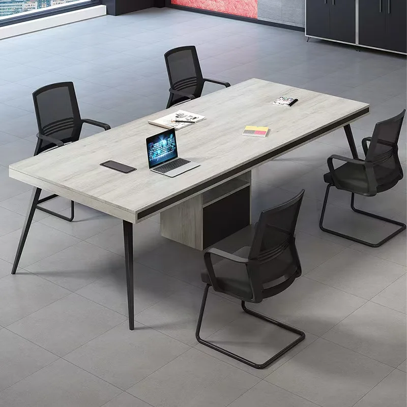 

Simple Modern Office Desk Long Conference Table with Chair Combination for Small Reception Training or Negotiation Room