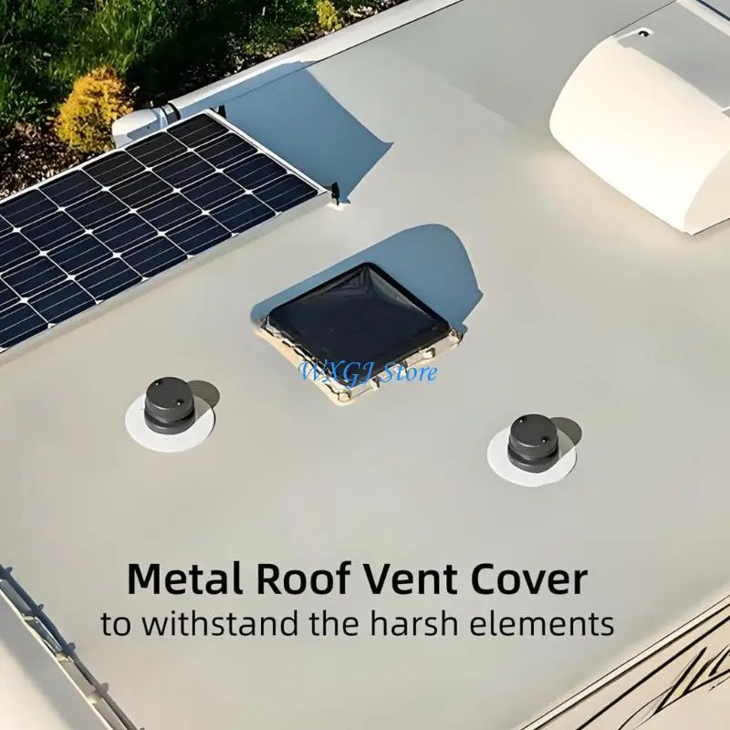 37JE Weatherproof Motorhome Roof Vent Cover Replacement Set, Metal Covers for 1 to 2-3/8 Inch Outside Diameter Pipes, 2 Pack