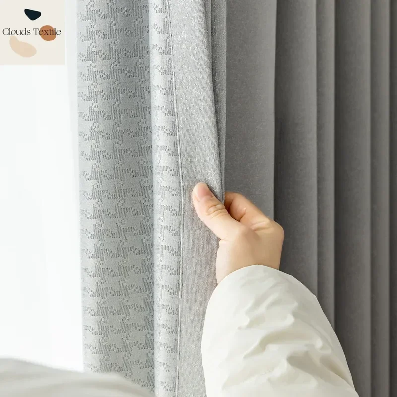 

Modern Blackout Curtains for Living Room Bedroom Dining Star-bird Lattice Nordic Luxury High Precision Jacquard Window Drapes
