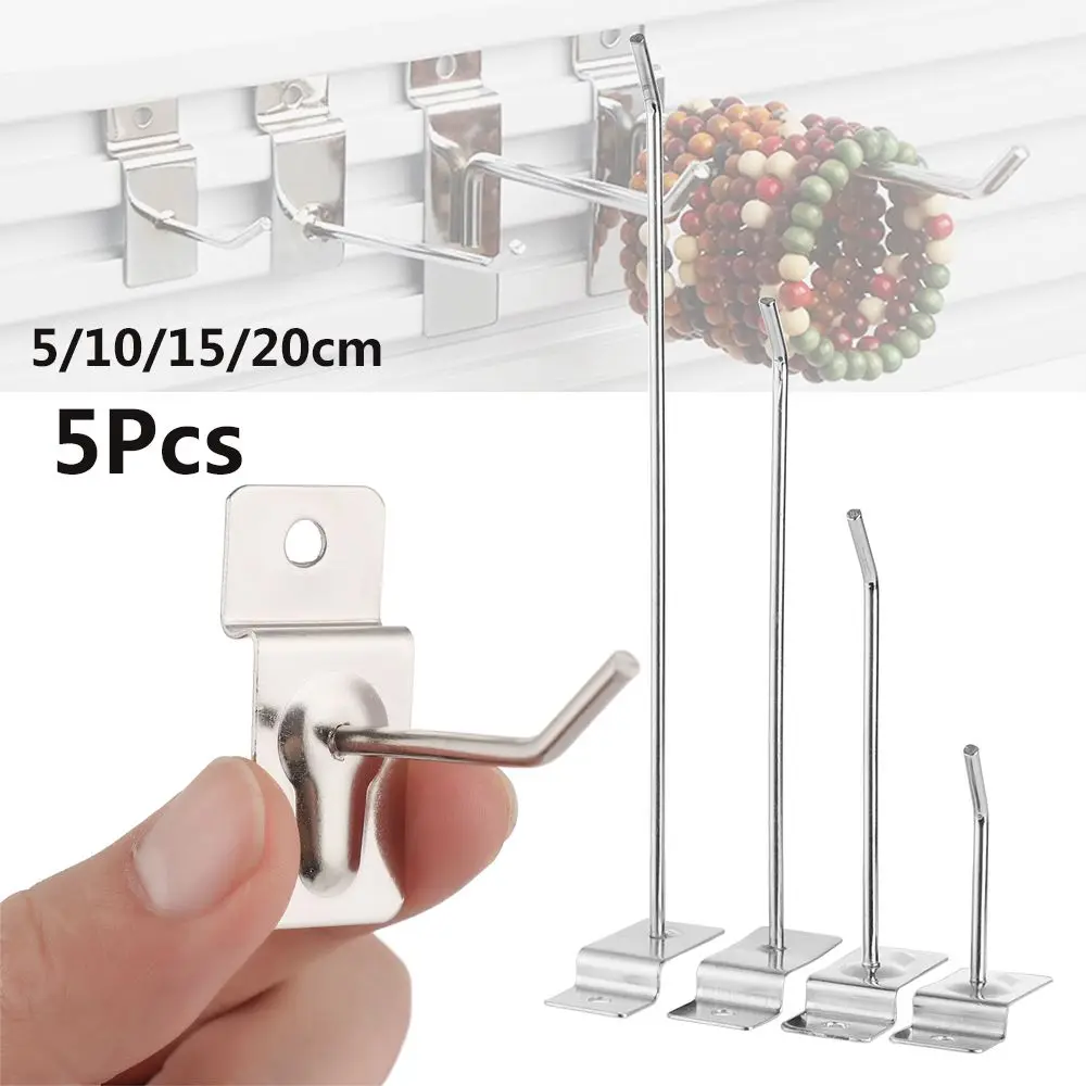 5Pcs Convenient Metal Holder Panel Hang Fits Storage Racks Goods Shelf Retail Shop Peg Display Hooks