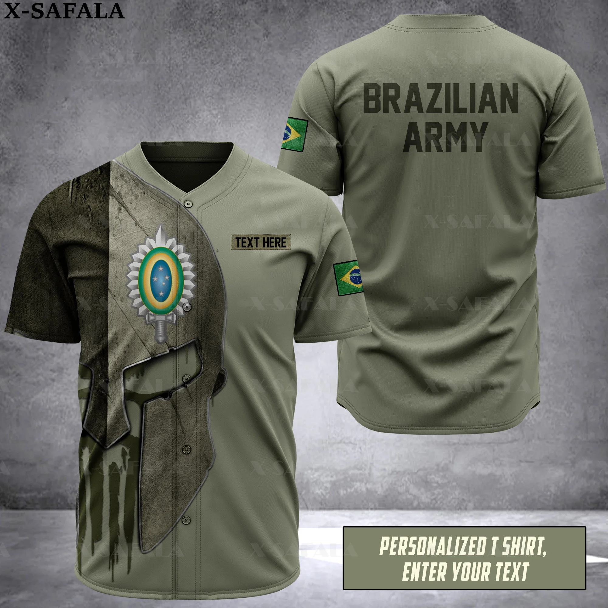 BRAZIL Brazilian Soldier-ARMY-VETERAN Country 3D Printed Baseball Jersey Shirt Men's Tops Tee Oversized Streetwear-1