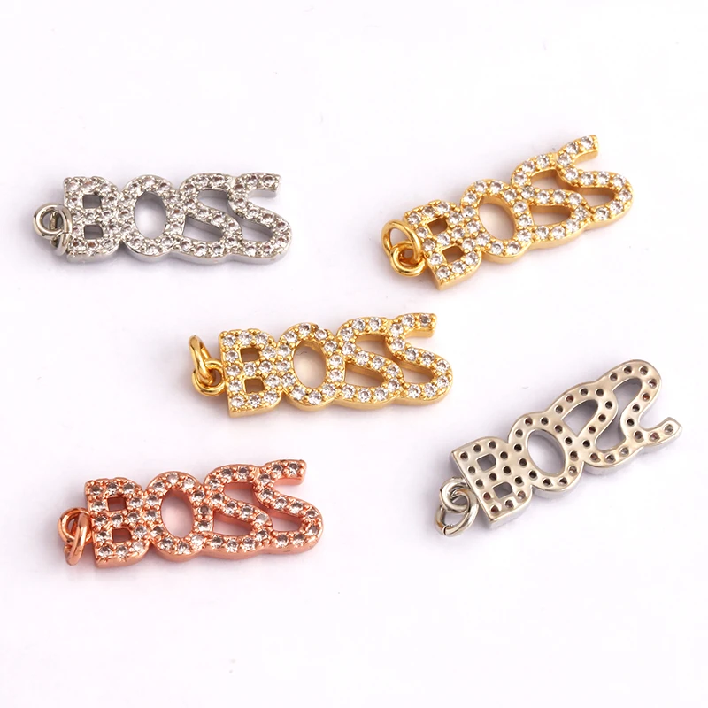 Fine Fashion Inlaid Zirconia LOVE HAPPY LUCKY Letter Charm Pendant,Trendy Jewelry Necklace  Hand Making Supplies M22 K33