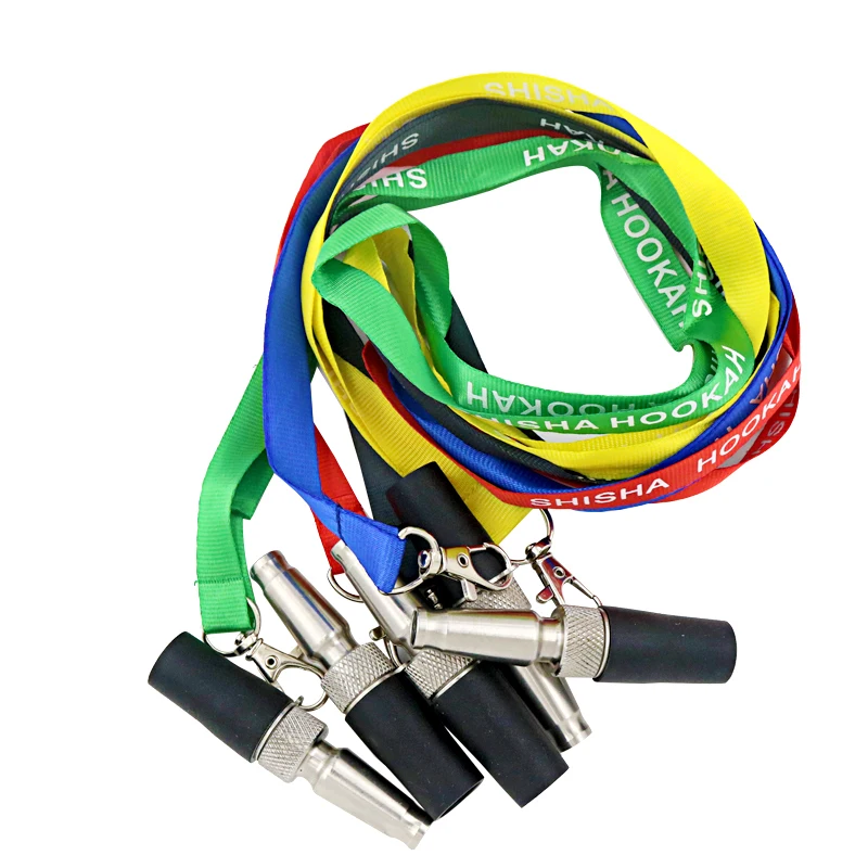 

SY Stainless Steel Hookah Mouthpiece with Hang Rope Strap Silicone Mouth Tips Narguile Water Pipe Shisha Boquillas Cachimba