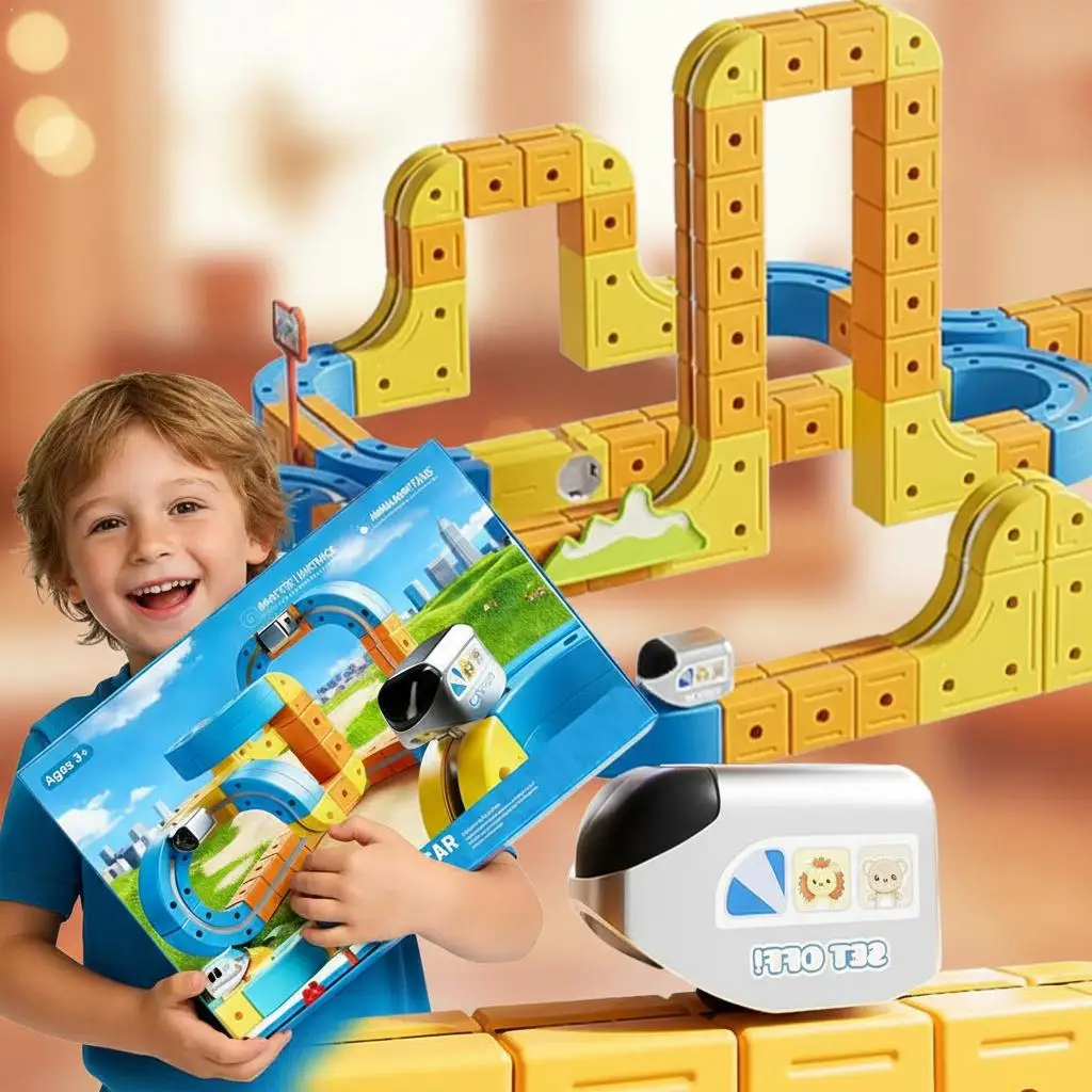 Ulepszone Magnetyczne Klocki Szynowe DIY, Edukacyjne Zabawki, Magiczna Torowa Kolej, Konstrukcja, Prezent dla Dzieci