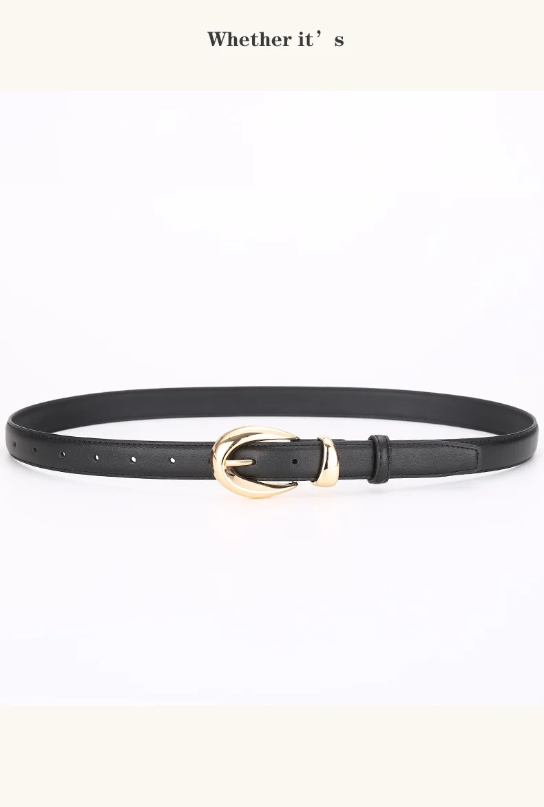 Damen Echtleder-Gürtel, Vielseitiger Dekorativer Grenzüberschreitender Bestseller, Minimalistische Dornschließe, Business-Casual Hosengürtel – Detail 20