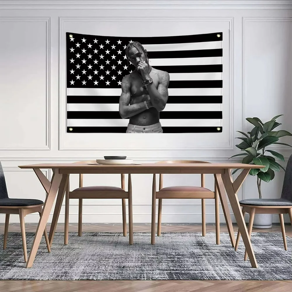 1 قطعة T-Travis S-Scott العلم الأمريكي راية الديكور المرآب غرفة نوم راية الديكور في الهواء الطلق الإعلان راية نسيج راية #1